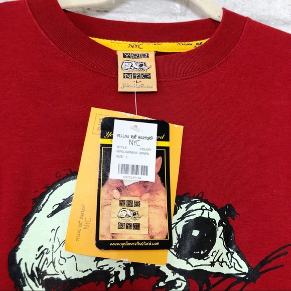 VINTAGE YELLOW RAT BASTARD NYC Men’s Rusty Red Rat Graphic Glow in the Dark Tee - Picture 4 of 16
